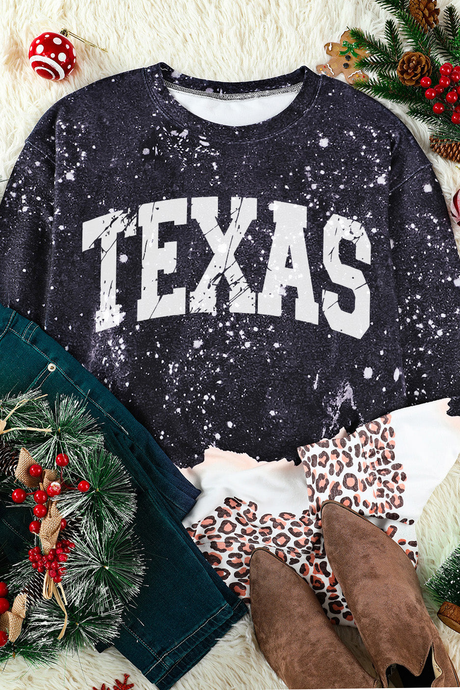 TEXAS Graphic Leopard Sweatshirt-Jewearrings