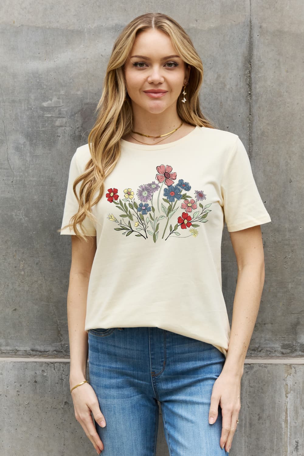 Simply Love Simply Love Full Size Flower Graphic Cotton Tee-Jewearrings