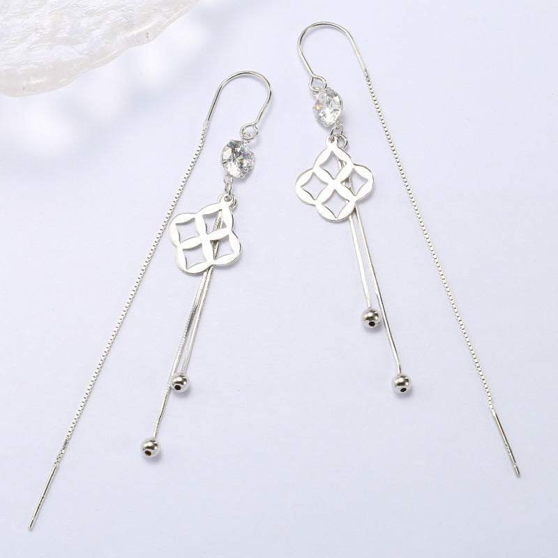 Geometric Earrings Simple Temperament Zircon Sterling Silver Earrings-Jewearrings