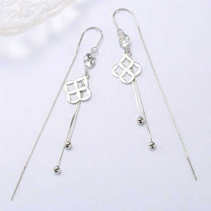 Geometric Earrings Simple Temperament Zircon Sterling Silver Earrings-Jewearrings