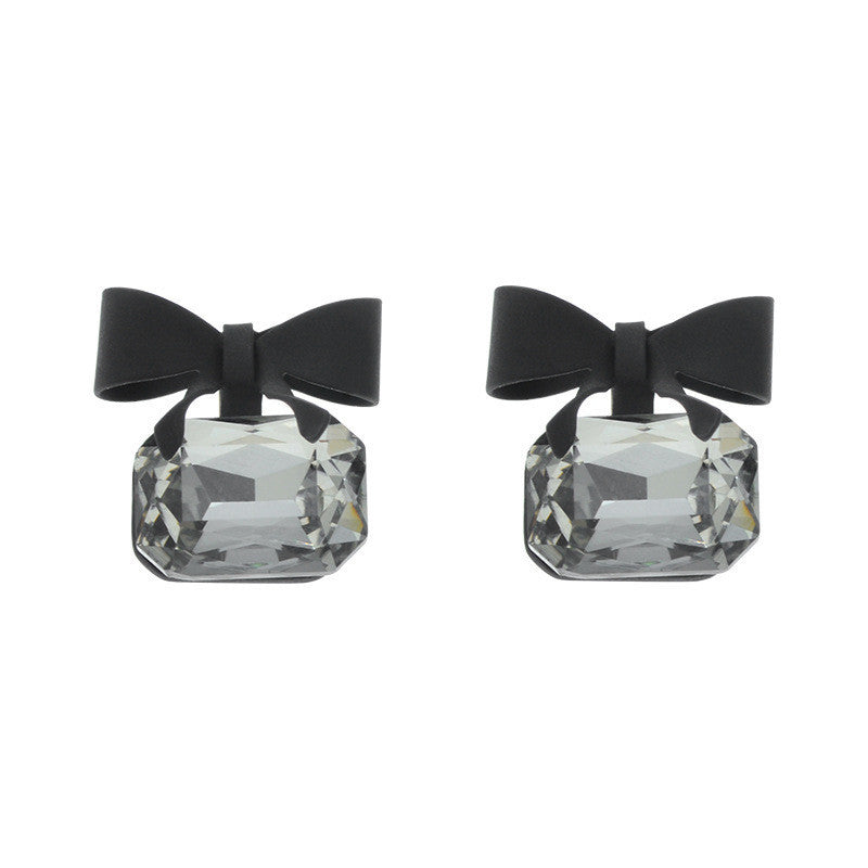 Simple And Cool Black Bow Earrings Temperament-Jewearrings