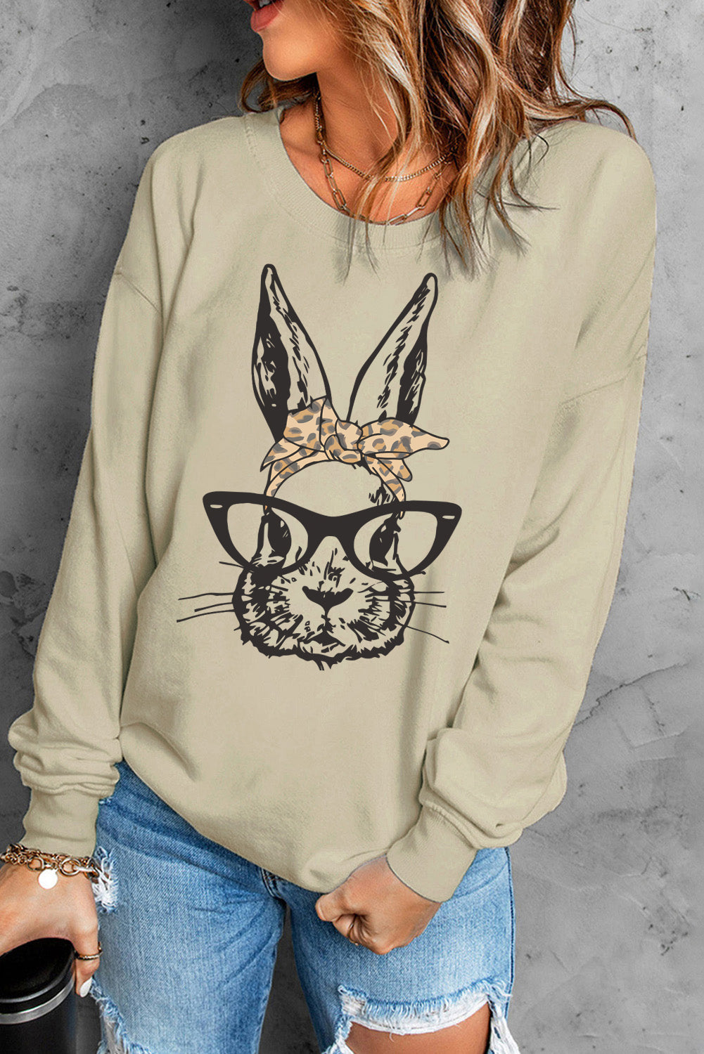 Easter Graphic Drop Shoulder Sweatshirt-Jewearrings