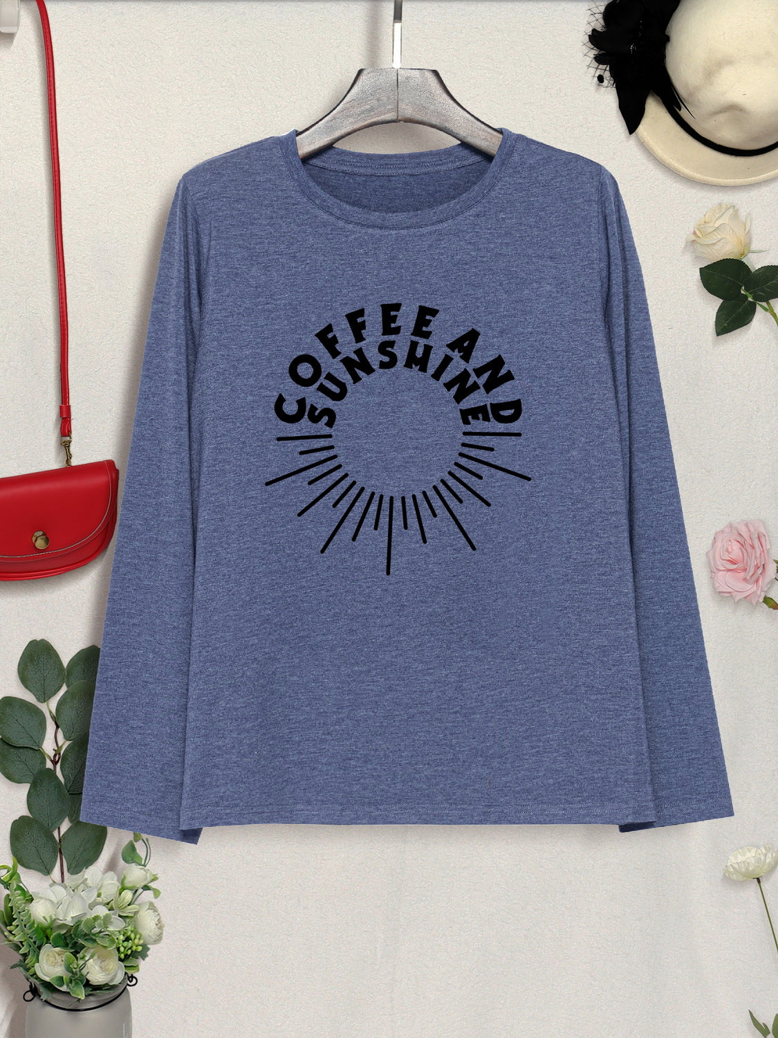 COFFEE AND SUNSHINE Round Neck Long Sleeve T-Shirt-Jewearrings