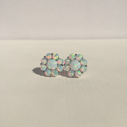 S925 Sterling Silver Opal Flower Earrings Opal Opal Jewelry-Jewearrings