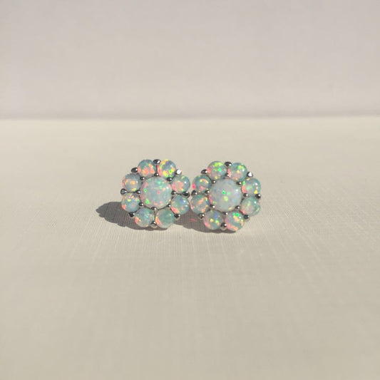 S925 Sterling Silver Opal Flower Earrings Opal Opal Jewelry-Jewearrings