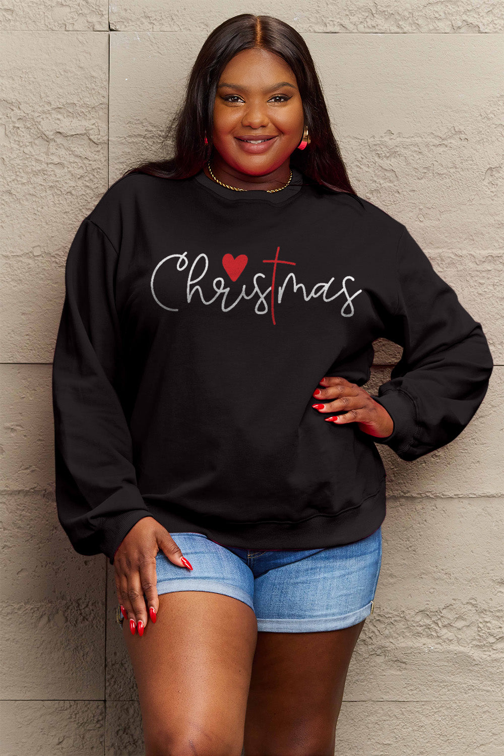 Simply Love Full Size CHRISTMAS Long Sleeve Sweatshirt-Jewearrings