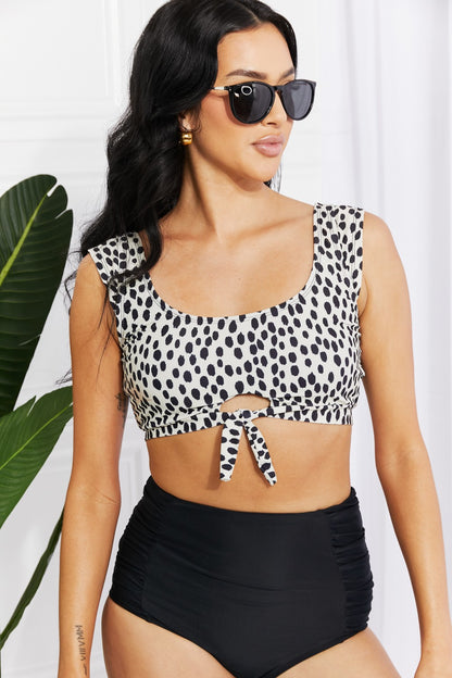 Marina West Swim Sanibel Crop Swim Top and Ruched Bottoms Set in Black-Jewearrings