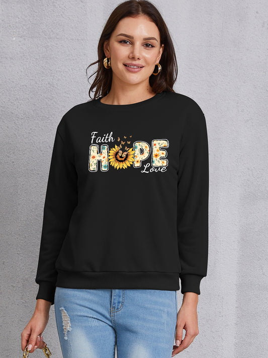 FAITH HOPE LOVE Round Neck Sweatshirt-Jewearrings