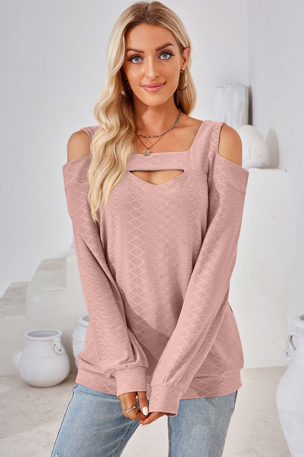 Cutout Square Neck Cold Shoulder T-Shirt-Jewearrings