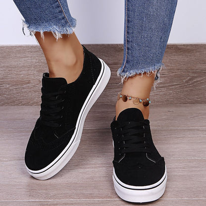 Lace-Up Suedette Flat Sneakers-Jewearrings