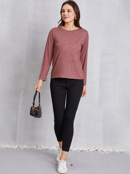 Round Neck Long Sleeve T-shirt-Jewearrings