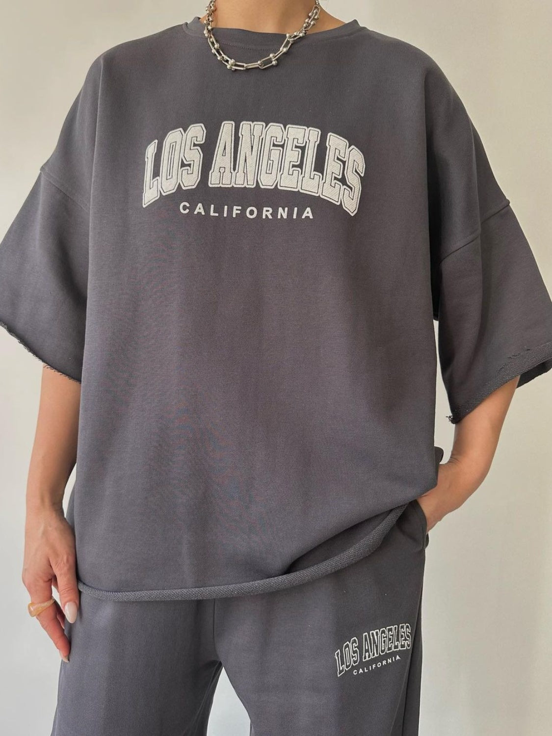 LOS ANGELES CALIFORNIA Graphic Sweatshirt and Sweatpants Set-Jewearrings