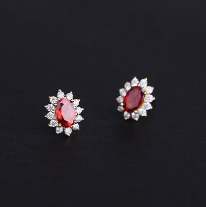 S925 Sterling Silver Plated 18K Gold Inlaid Zircon Stud Earrings-Jewearrings