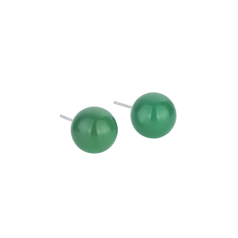 Jade Earrings Vintage Round Emerald Chalcedony Agate-Jewearrings