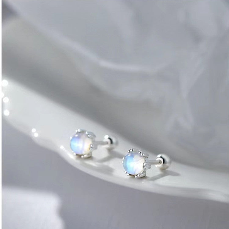 Women's S925 Sterling Silver Moonstone Stud Earrings-Jewearrings