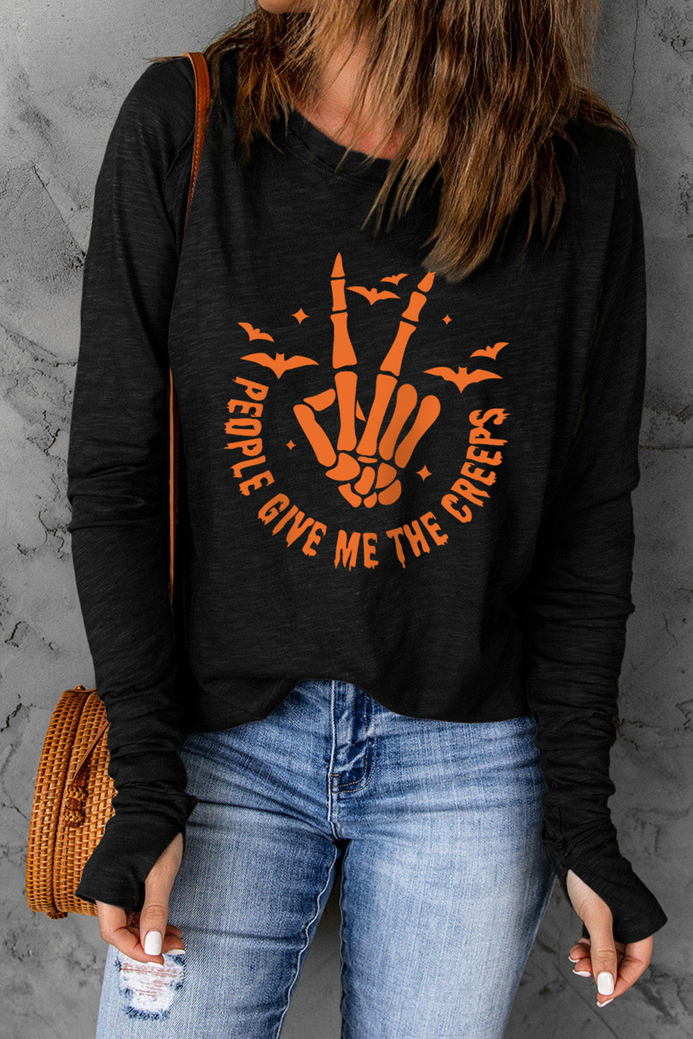 Skeleton Hand Graphic Long Sleeve T-Shirt-Jewearrings