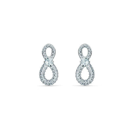 Crystal Series Infinite Love 8 Stud Earrings Fashionable Versatile Silver Earrings Full Of Diamonds-Jewearrings