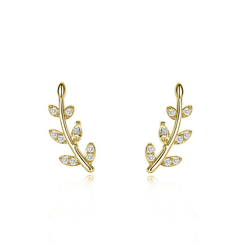 Women's Fashion Simple Silver Tree Branch Zirconia Earrings-Jewearrings