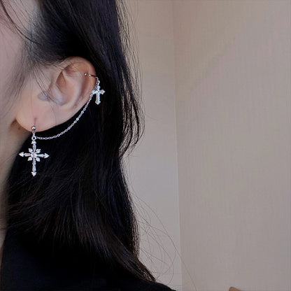 Retro Niche High-end Cross Earrings Ear Bone Clip-Jewearrings