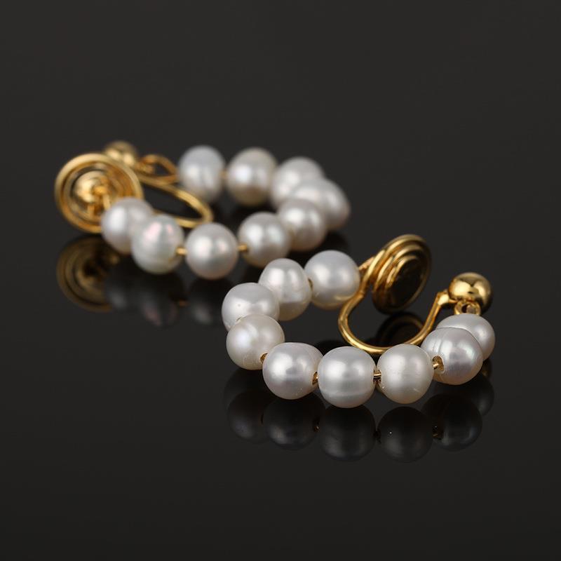 Women's Simple Freshwater Pearl Beaded Earrings-Jewearrings