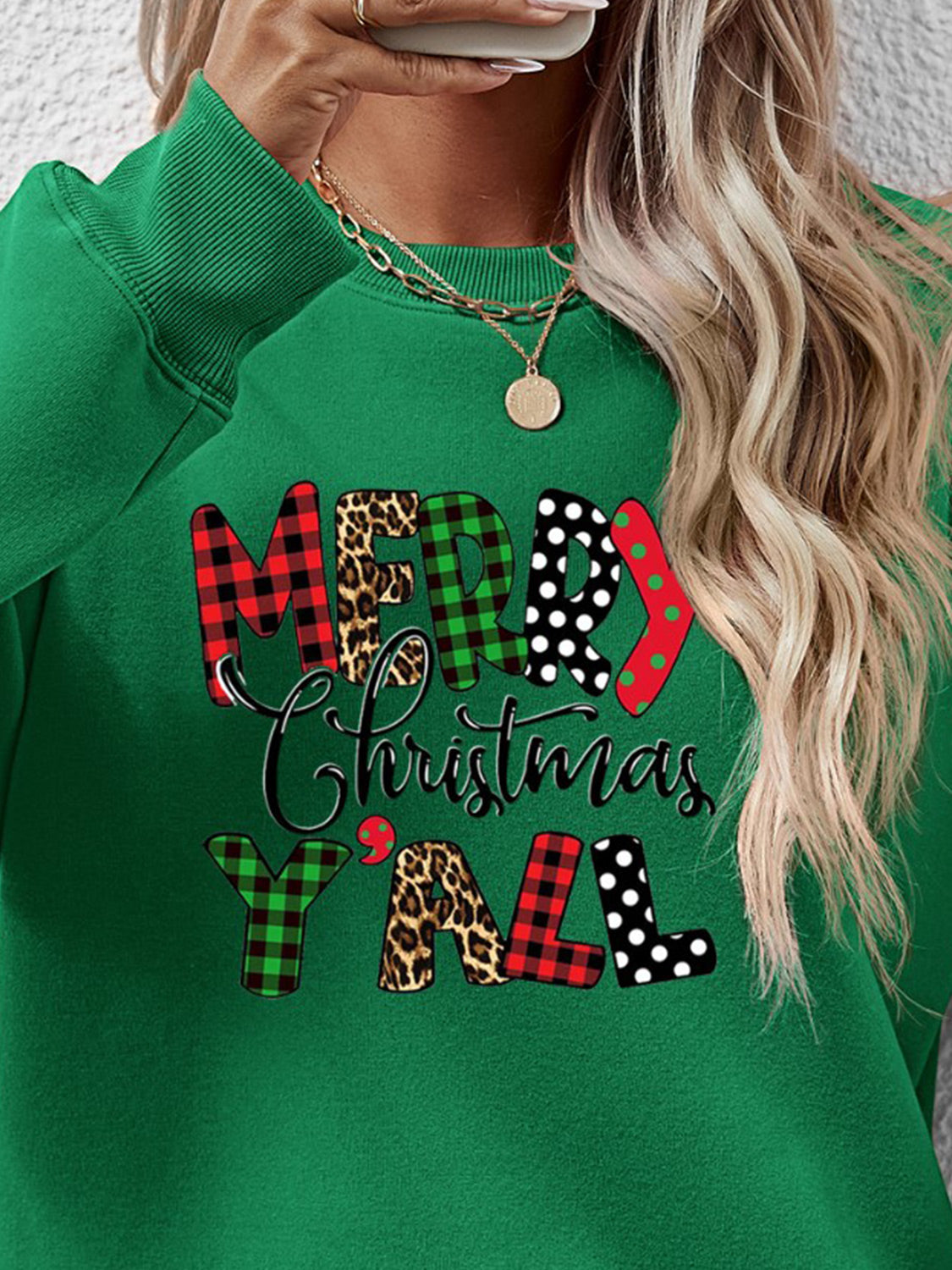 Letter Graphic Round Neck Long Sleeve Sweatshirt-Jewearrings