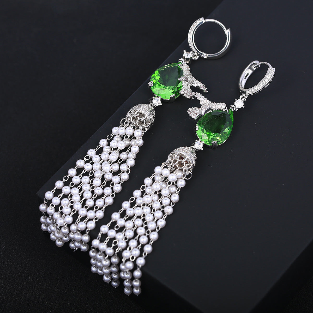 Pearl Tassel Long Earrings Female-Jewearrings