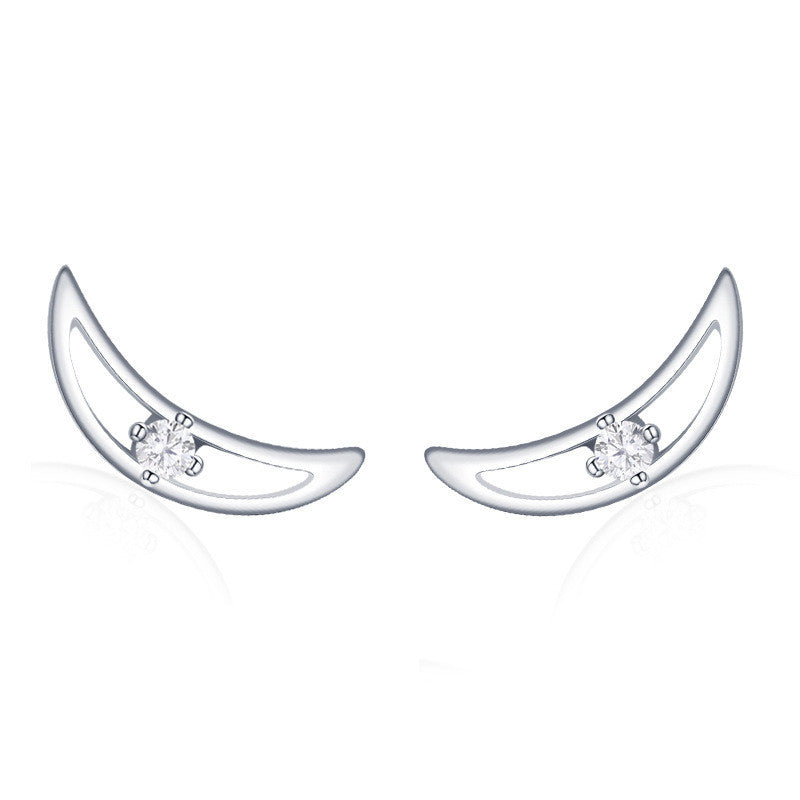 S925 Sterling Silver Niche Design Moon Earrings-Jewearrings