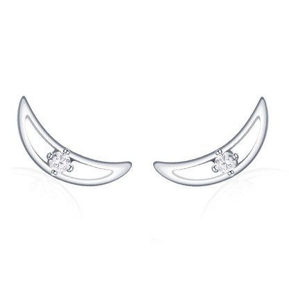 S925 Sterling Silver Niche Design Moon Earrings-Jewearrings