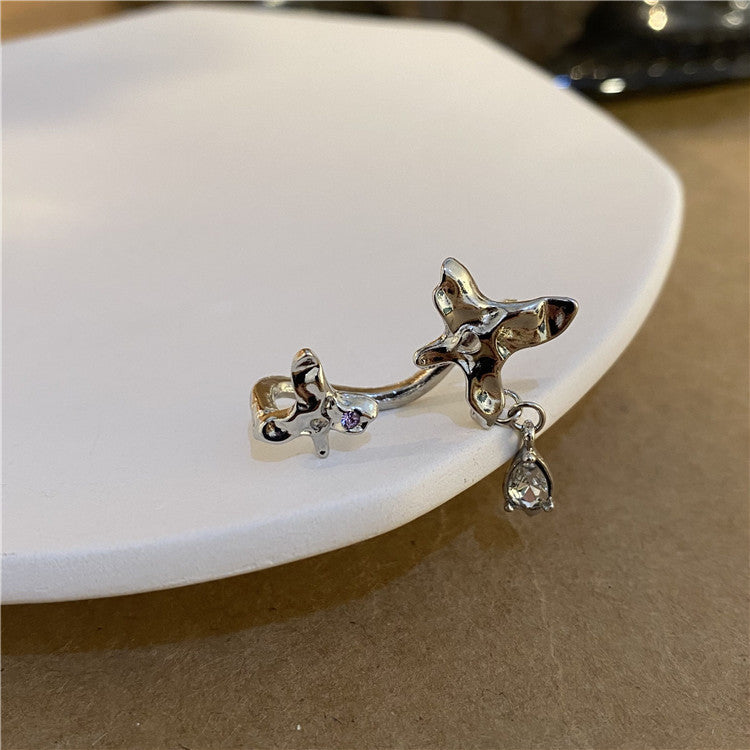 Sweet And Spicy Butterfly Overlapping Phantom Drop Zircon Stud Earrings-Jewearrings