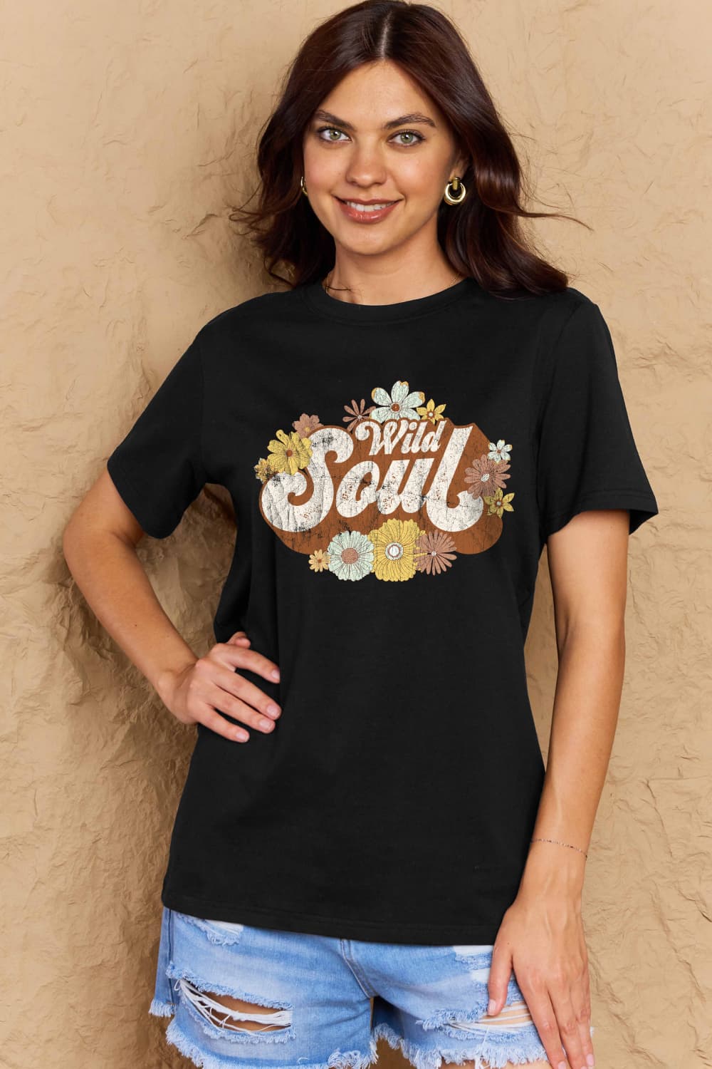 Simply Love Full Size WILD SOUL Graphic Cotton T-Shirt-Jewearrings