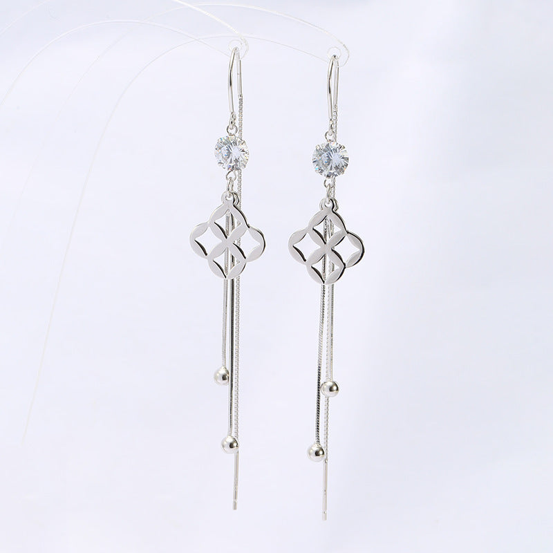 Geometric Earrings Simple Temperament Zircon Sterling Silver Earrings-Jewearrings