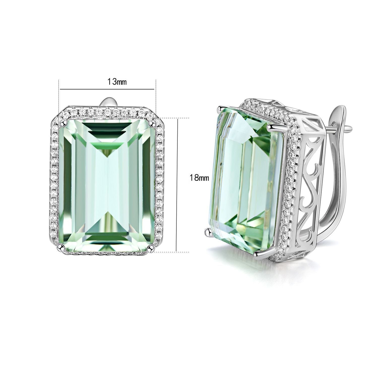 Luxurious And High-grade Natural Green Crystal Earrings, Fashionable Design, S925 Silver-Jewearrings