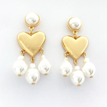 Women's Fashionable Temperamental All-match Irregular Pearl Pendant Tassel Earrings-Jewearrings