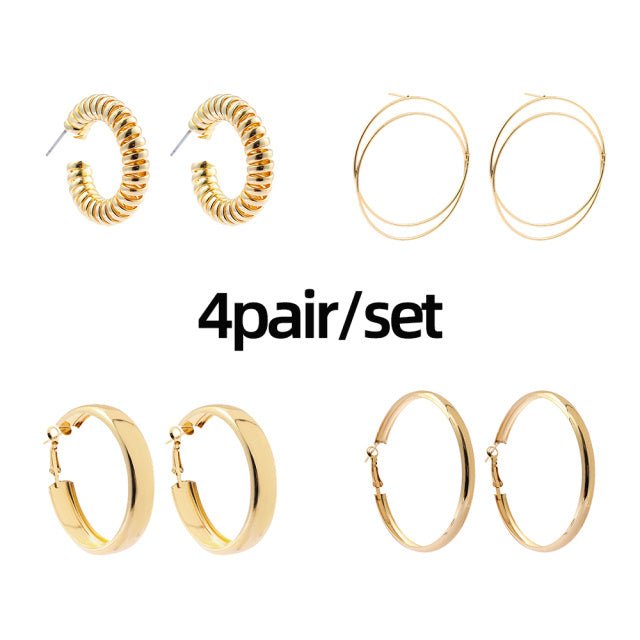 5Pair Fashion Round Twist Copper Small Hoop Earrings Set For-Jewearrings