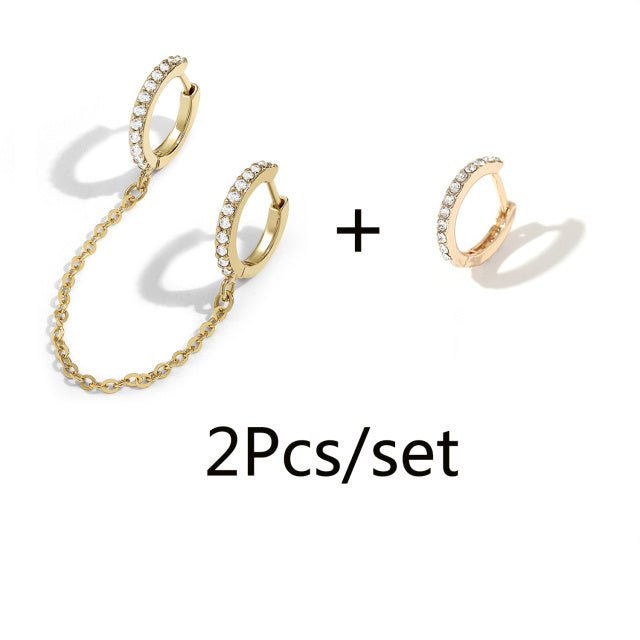 5Pair Fashion Round Twist Copper Small Hoop Earrings Set For-Jewearrings