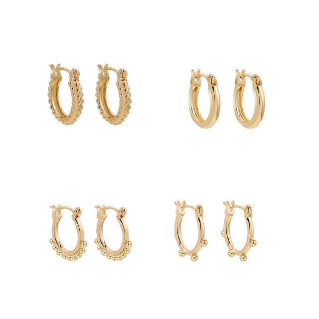 5Pair Fashion Round Twist Copper Small Hoop Earrings Set For-Jewearrings