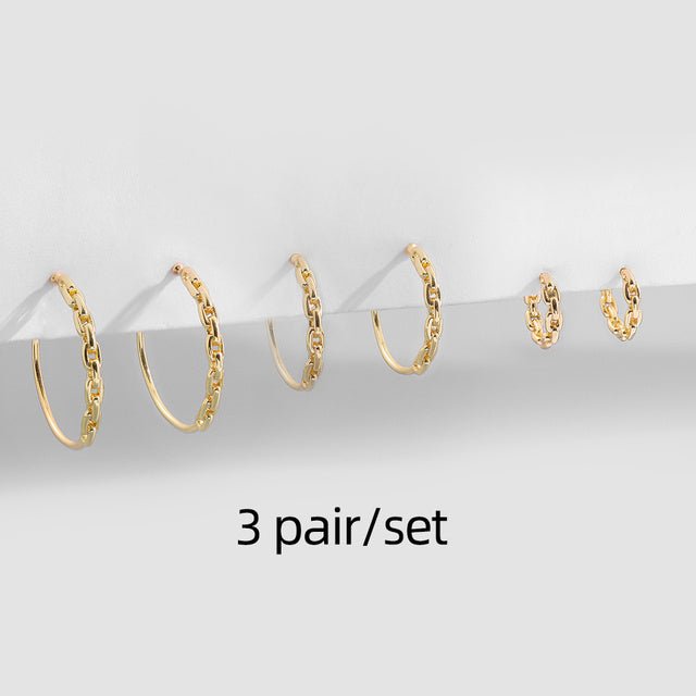 5Pair Fashion Round Twist Copper Small Hoop Earrings Set For-Jewearrings