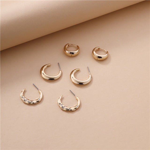 5Pair Fashion Round Twist Copper Small Hoop Earrings Set For-Jewearrings