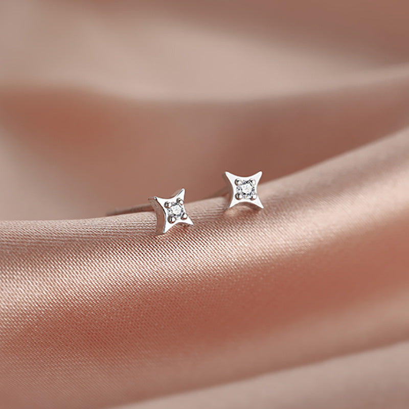 Sterling Silver Star Stud Earrings Women-Jewearrings