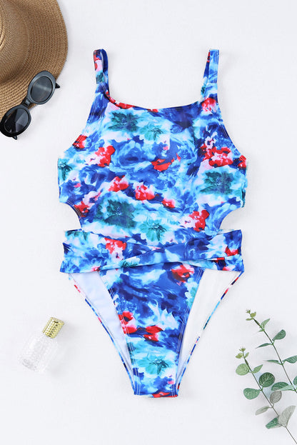 Floral Cutout Sleeveless One-Piece Swimsuit-Jewearrings