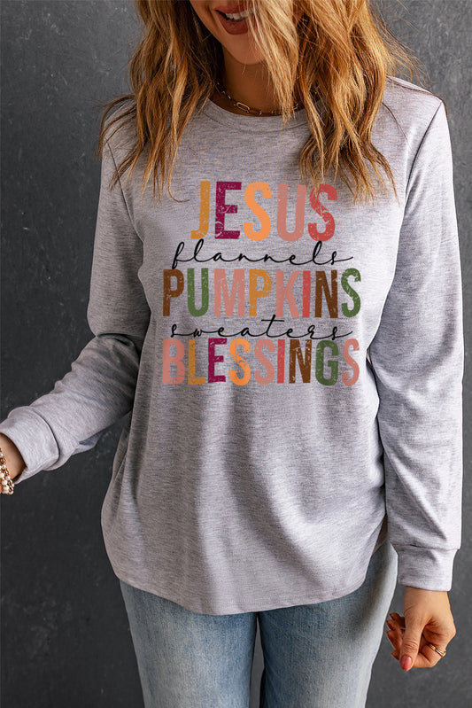 Letter Graphic Long Sleeve Tee-Jewearrings