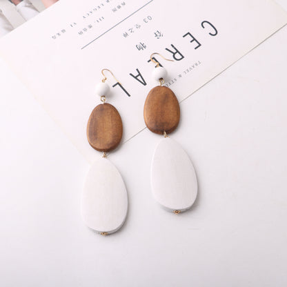 Vintage Handmade Fashion Wooden Metal Dangle Earrings-Jewearrings