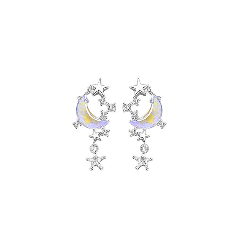 Women's S925 Sterling Silver Moon Star River Earrings-Jewearrings