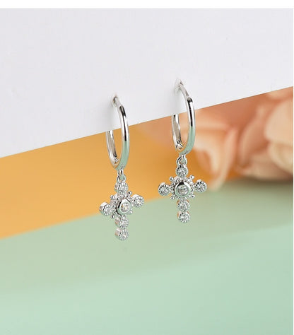 S925 Sterling Silver Cross Earrings-Jewearrings