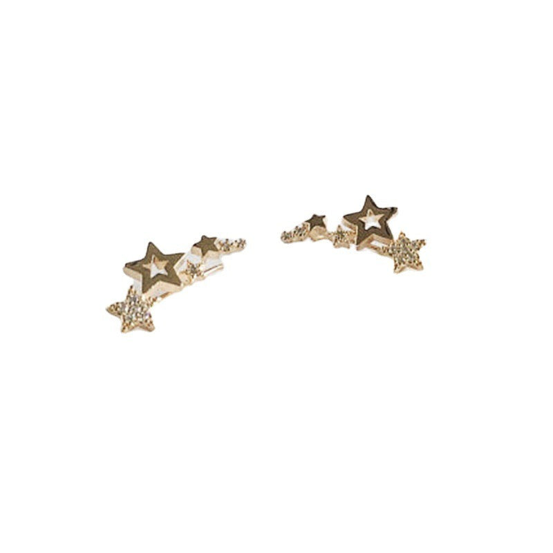 Korean Version Of Simple Fashion Zircon Star Ear Clip Earrings-Jewearrings