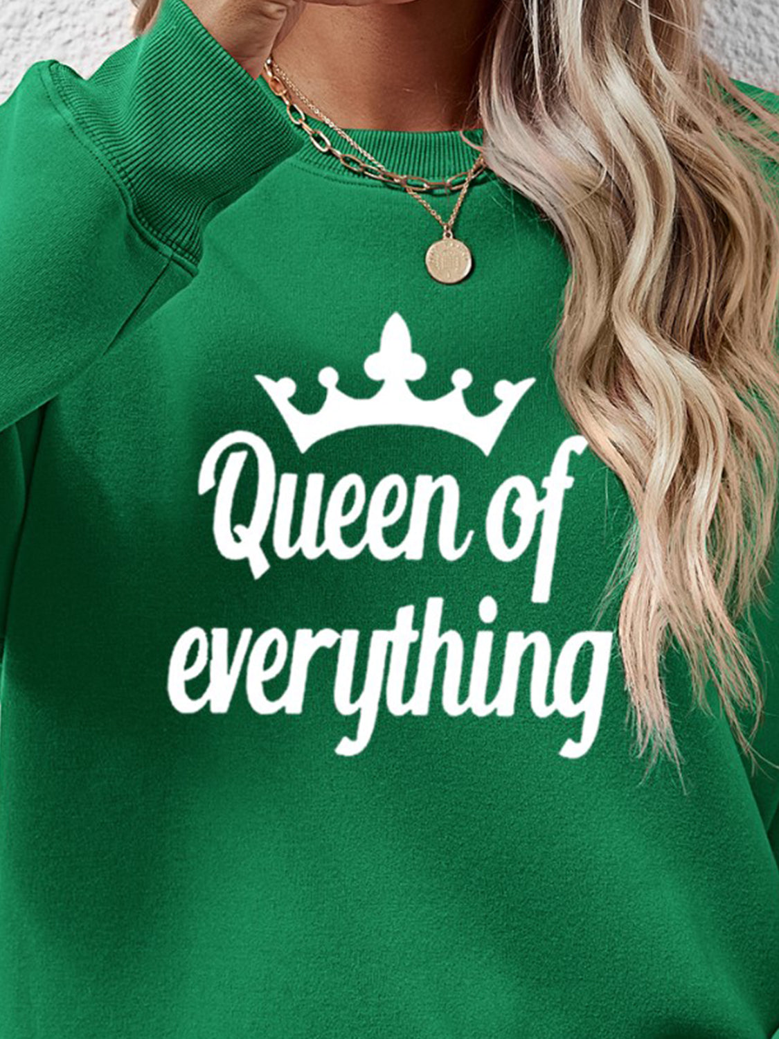 QUEEN OF EVERYTHING Round Neck Sweatshirt-Jewearrings