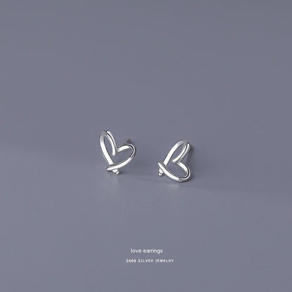 S999 Pure Silver Stud Earrings For Women Simple-Jewearrings