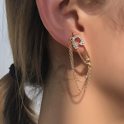 Simple Chain With Diamonds And Paper Clip Earrings For Women, New Small And Exquisite Tassel Earrings-Jewearrings