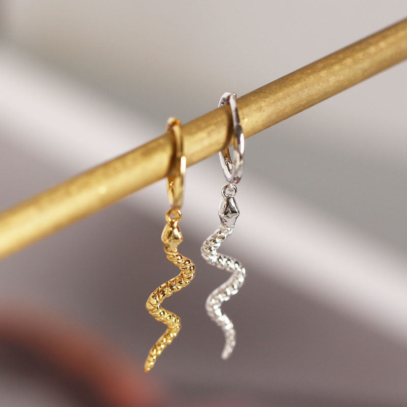 Sterling silver snake-shaped animal all-match earrings-Jewearrings