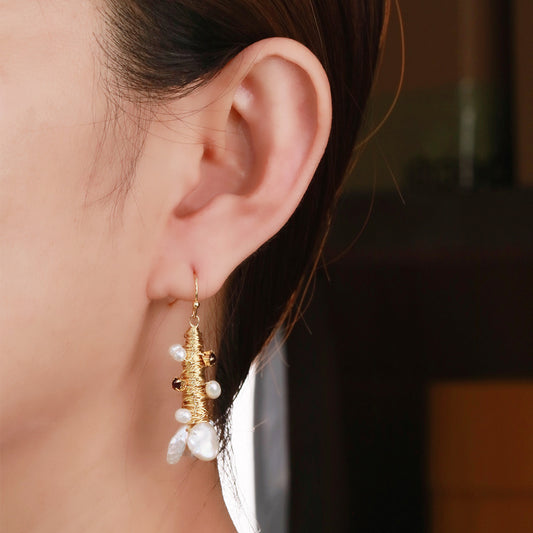 Woven Real Gold Plated Unique Flower Shape Earrings-Jewearrings